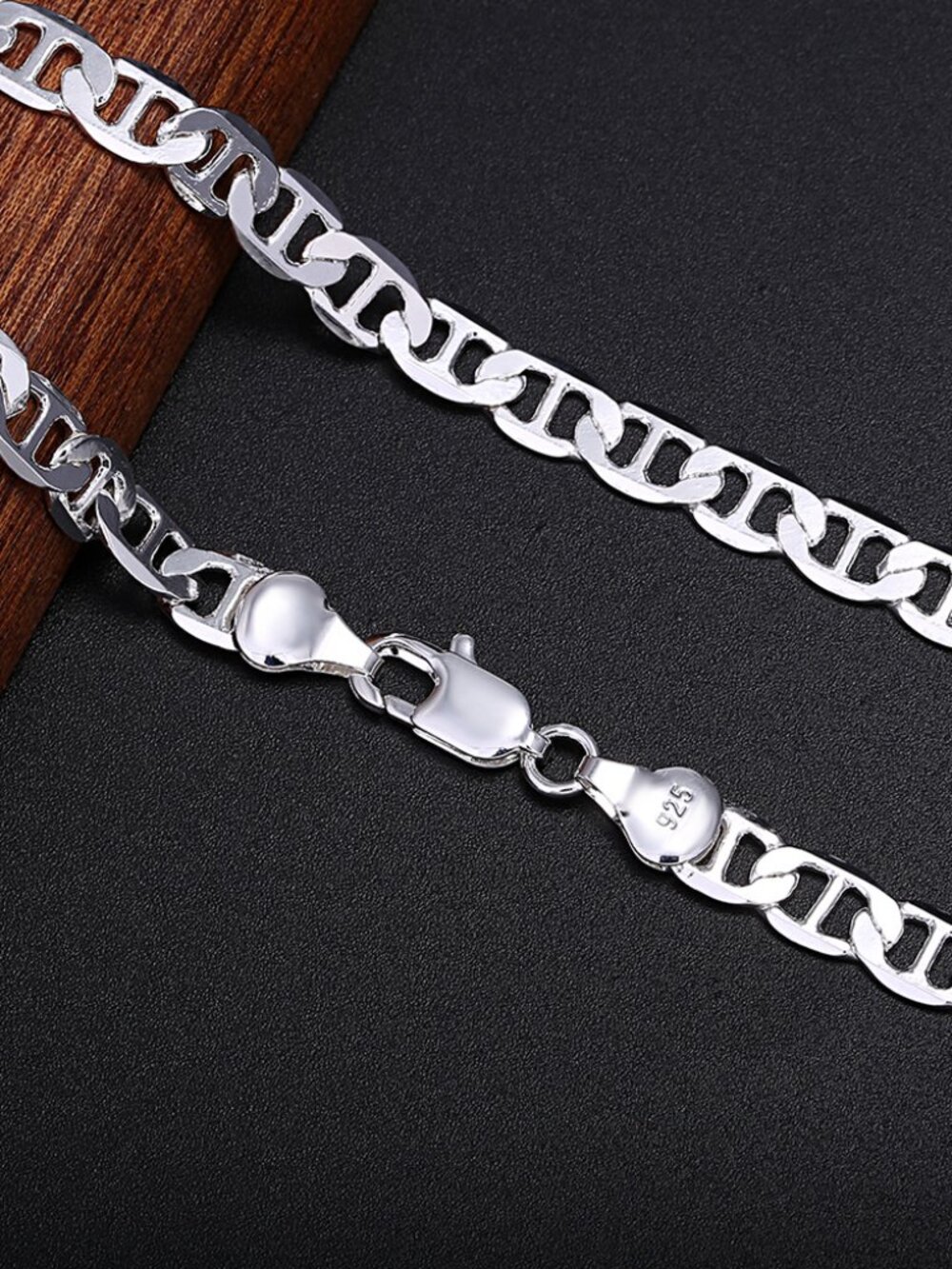 Men's Women's 925 Sterling Silver 6mm Width Chain Necklace - Picture 2 of 5